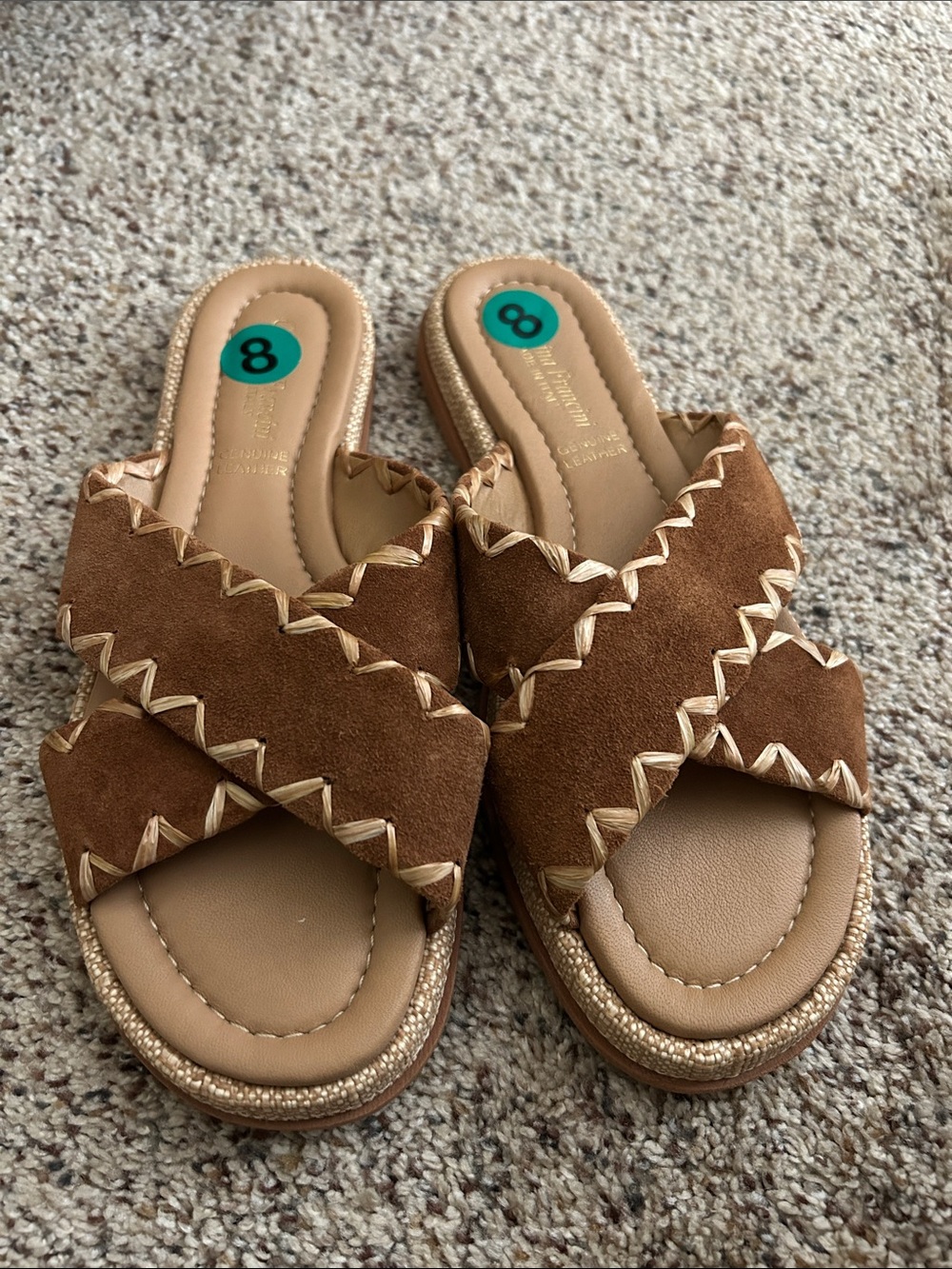 Women's Brown Suede Cross-Strap Slide Sandals